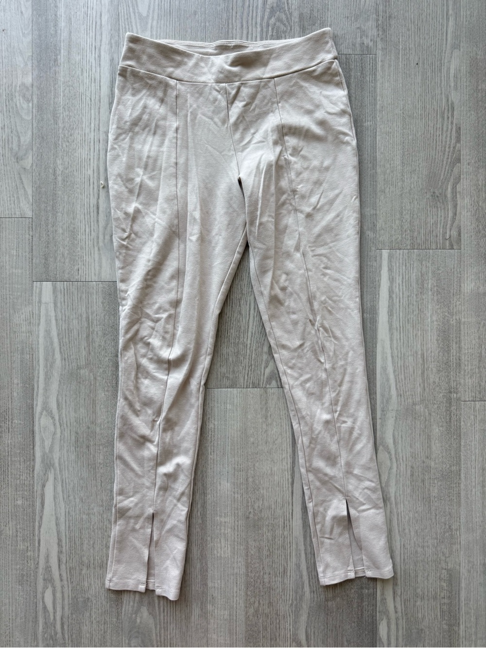 Light Beige Ponte Slim Leg Pants